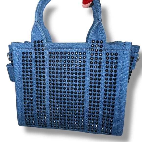 Marc Jacobs The Crystal Denim Blue Small Tote Bag NWT MINI 2 Crossbody Dustbag - Picture 5 of 13